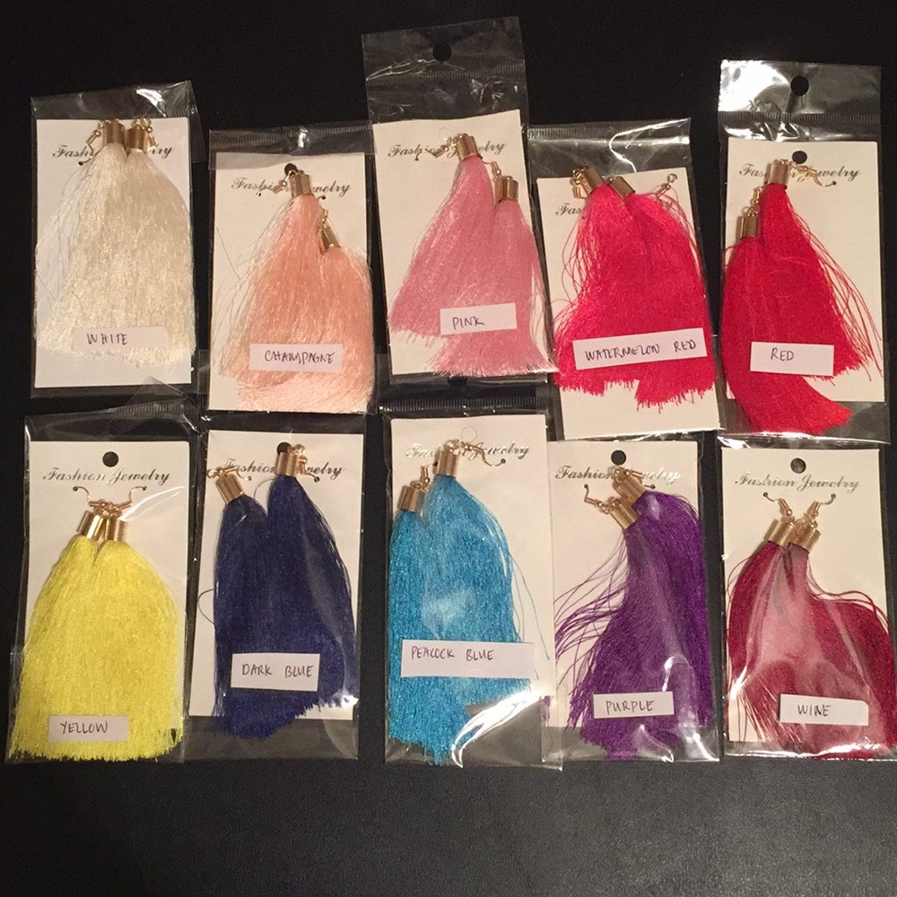 ⬇️ New bohemian long tassel dangling earrings red - Picture 8 of 8